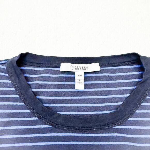 Derek Lam 10 Crosby Striped Top Lace Embellished Edge Size M - Picture 3 of 7
